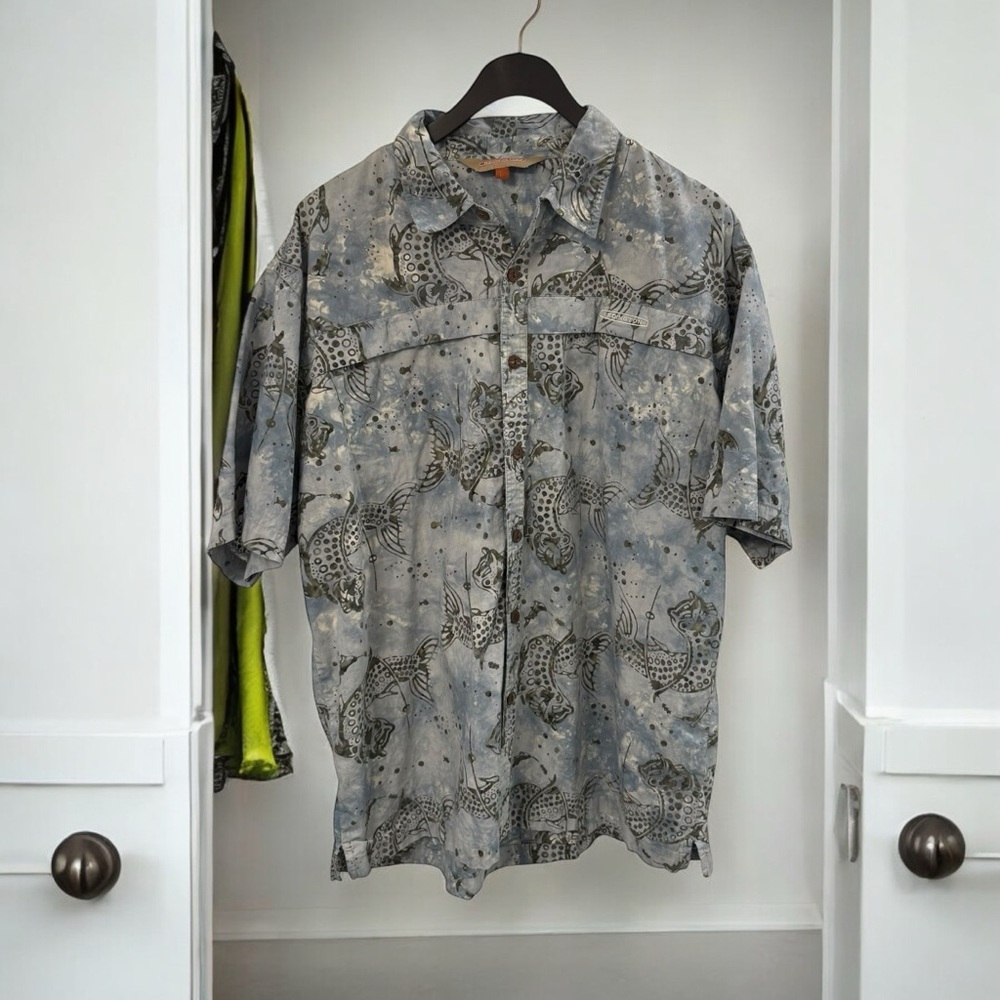 VINTAGE MENS REDINGTON FISHING SHIRT Men's Gray Patterned Shirt